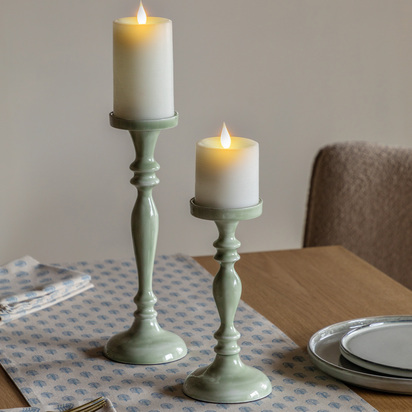 Bramley Candlesticks Green Set of 2