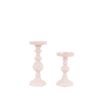 Bramley Candlesticks Pink Set of 2