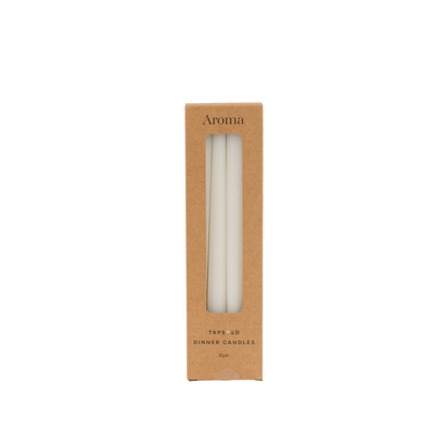 Aster Dinner Candles White (8pk)