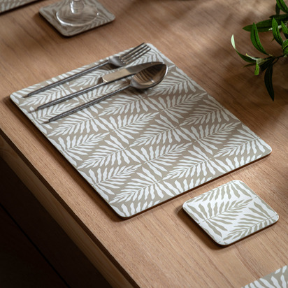 Ashford ZigZag Ecru Placemat and Coaster Set