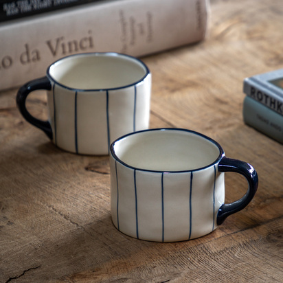 Studio Organic Stripe Mug Blue (4pk)