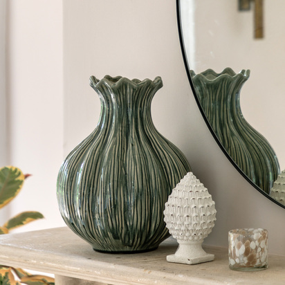 Hawford Glazed Vase Fennel Green