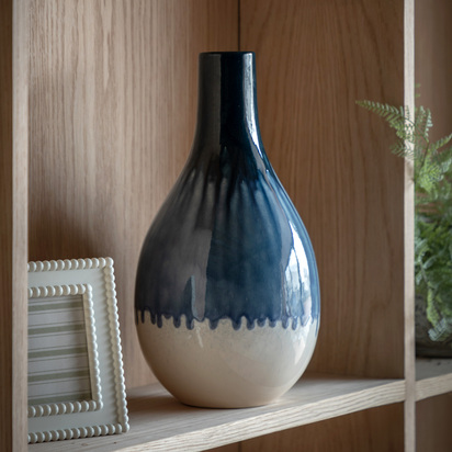 Avondale Blue Organic Fade Ceramic Vase