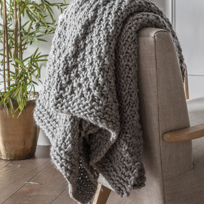 Fenhurst Chunky Knitted Throw Grey 1300x1700mm