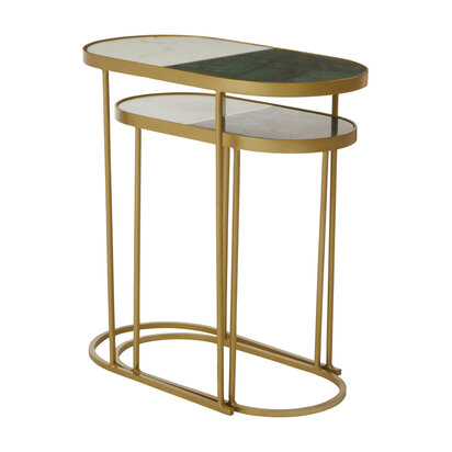 Suar Nest Of Two Marble Top Side Tables