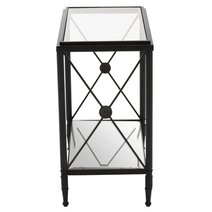 Orowvia Rectangular Glass Top and Black Frame Side Table