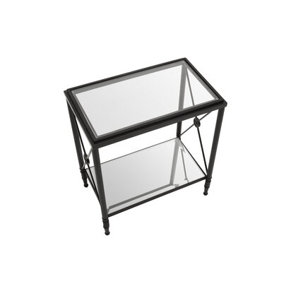 Orowvia Rectangular Glass Top and Black Frame Side Table
