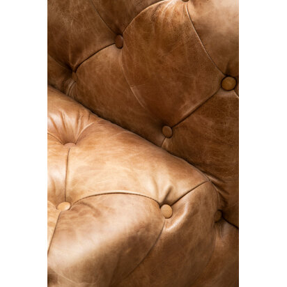 Hoxton Brown Leather Left Arm Modern Chesterfield Sofa