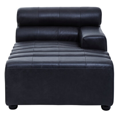 King Antique Black Right Arm Leather Modular Chaise Sofa