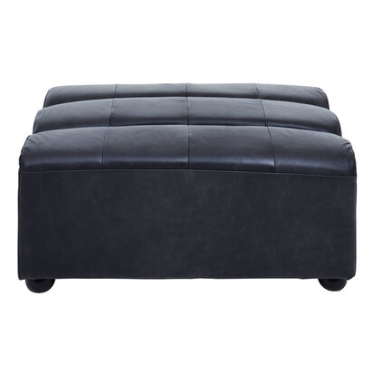 King Antique Black Leather Modular Ottoman