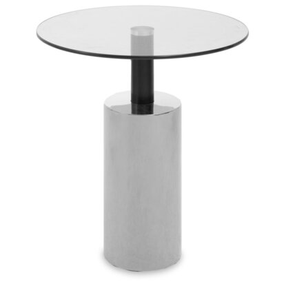 Oria Clear Glass Top and Silver Base Side Table