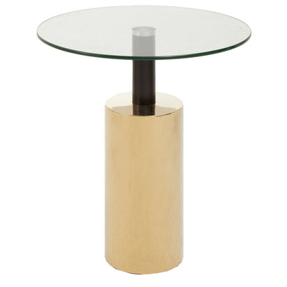 Oria Clear Glass Top and Gold Base Side Table