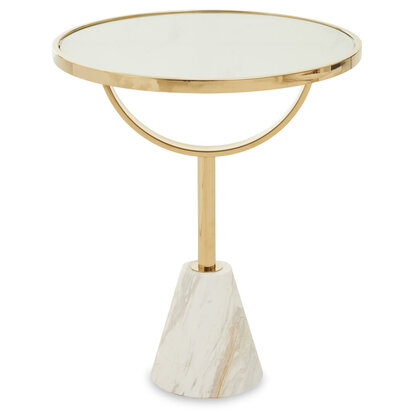 Oria White Glass and Marble Base Side Table