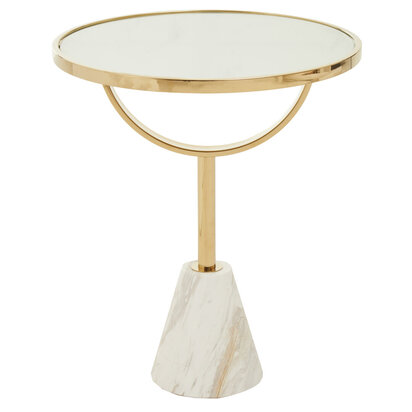 Oria White Glass and Marble Base Side Table