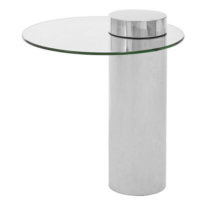 Oria Clear Glass Silver Base Side Table