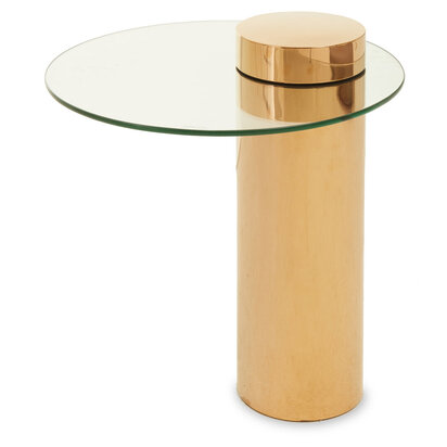 Oria Clear Glass Rose Gold Base Side Table
