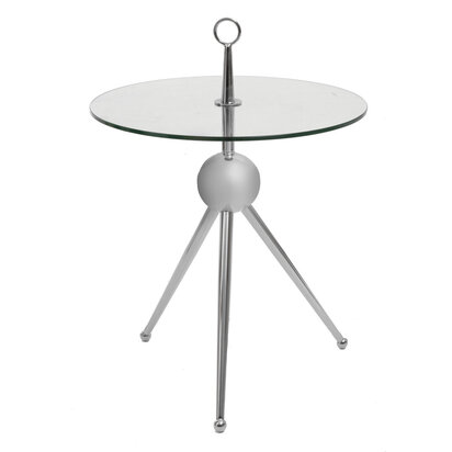 Oria Clear Glass Stainless Steel Silver Frame Side Table
