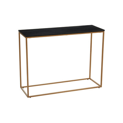 Varana Black Marble Top Console Table With Gold Iron Frame