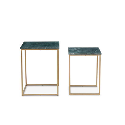 Mandoli Nest Of 2 Green Marble Side Tables