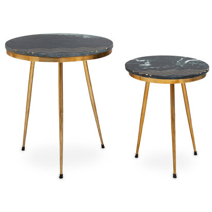 Nirav Green Marble Top Set of 2 Side Table