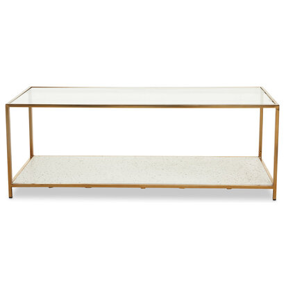 Novi Glass And White Terrazzo Gold Frame Coffee Table