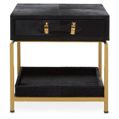 Kensington Townhouse Hair On Leather Bedside Table