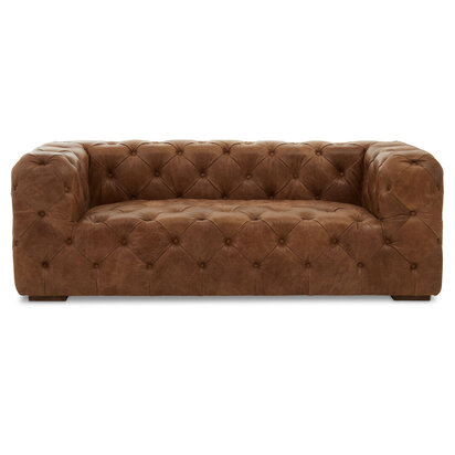 Hoxton Three Seat Brown Leather Modern Chesterfield Sofa