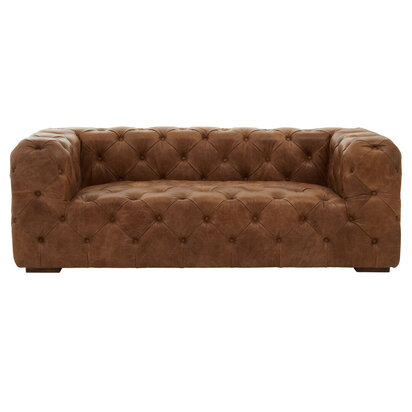 Hoxton Three Seat Brown Leather Modern Chesterfield Sofa