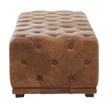 Calonridge Brown Leather Rectangle Chesterfield Ottoman