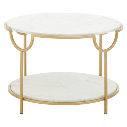 Pali Two Tier White And Gold Side Table.