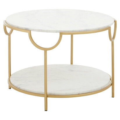 Pali Two Tier White And Gold Side Table.