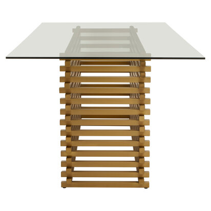 Vioerstead Rectangular Glass Dining Table with Matt Gold Base