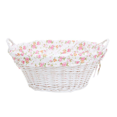 Carton Of 3 White Wash Split Willow Baskets With Floral Linings