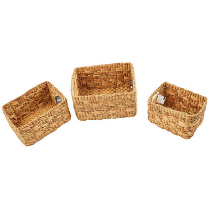Leoennell Set of 3 Natural Water Hyacinth Storage Baskets