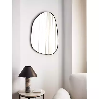 John Lewis Scandi Large Pebble Metal Frame Wall Mirror, 80 x 60cm, Black Black | 80 x 60 x 2.5cm