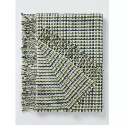 John Lewis Check Wool Throw, Multi Multi | 190 x 140cm