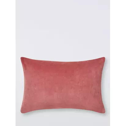 John Lewis Rectangular Cotton Velvet Cushion Clay Pink | 40 x 60cm