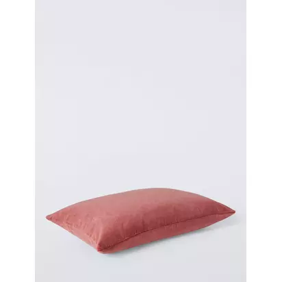 John Lewis Rectangular Cotton Velvet Cushion Clay Pink | 40 x 60cm