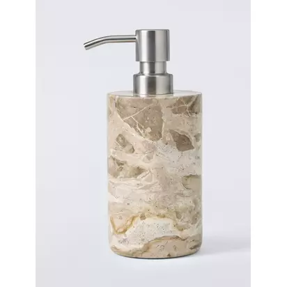 John Lewis Marble Soap Dispenser Fossil Beige | D7.5 x H18 x W7.5cm