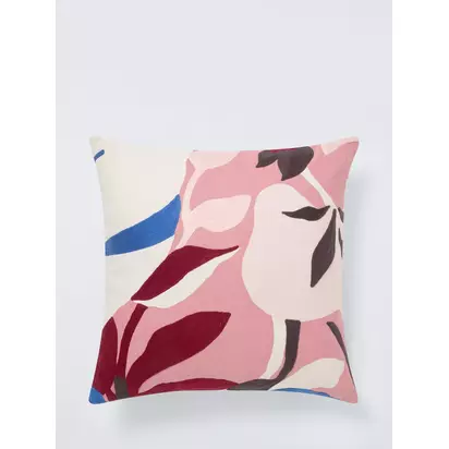 John Lewis Floral Crop Embroidered Cushion Dusky Pink | 50 x 50cm