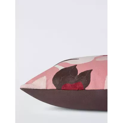 John Lewis Floral Crop Embroidered Cushion Dusky Pink | 50 x 50cm