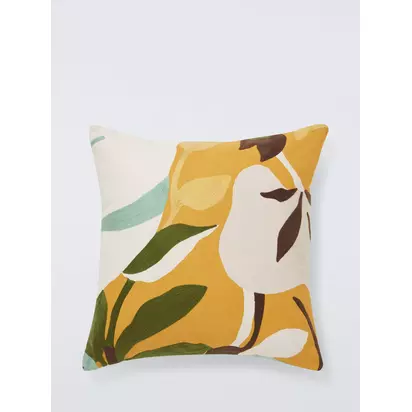 John Lewis Floral Crop Embroidered Cushion Yellow | 50 x 50cm