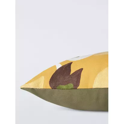 John Lewis Floral Crop Embroidered Cushion Yellow | 50 x 50cm