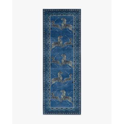 Zebras Blue Rug by Scalamandré - 75 x 215 cm - All-In-One Rug