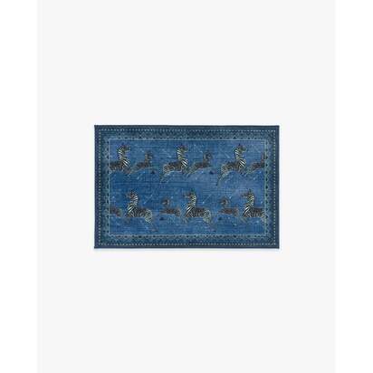 Zebras Blue Rug by Scalamandré - 75 x 215 cm - All-In-One Rug