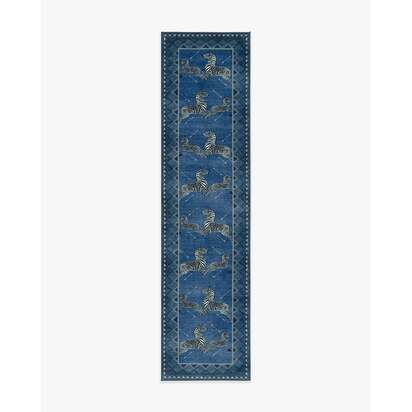 Zebras Blue Rug by Scalamandré - 75 x 305 cm - All-In-One Rug