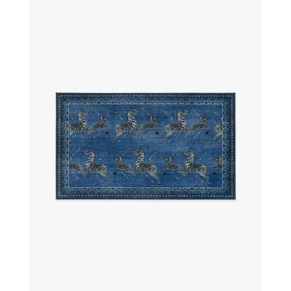 Zebras Blue Rug by Scalamandré - 90 x 150 cm - All-In-One Rug