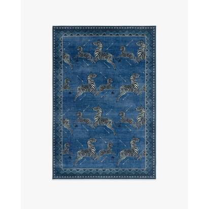 Zebras Blue Rug by Scalamandré - 120 x 185 cm - All-In-One Rug