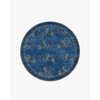 Zebras Blue Rug by Scalamandré - 185 Round cm - All-In-One Rug