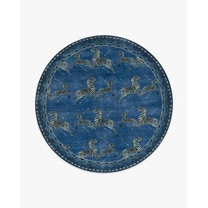 Zebras Blue Rug by Scalamandré - 245 Round cm - All-In-One Rug